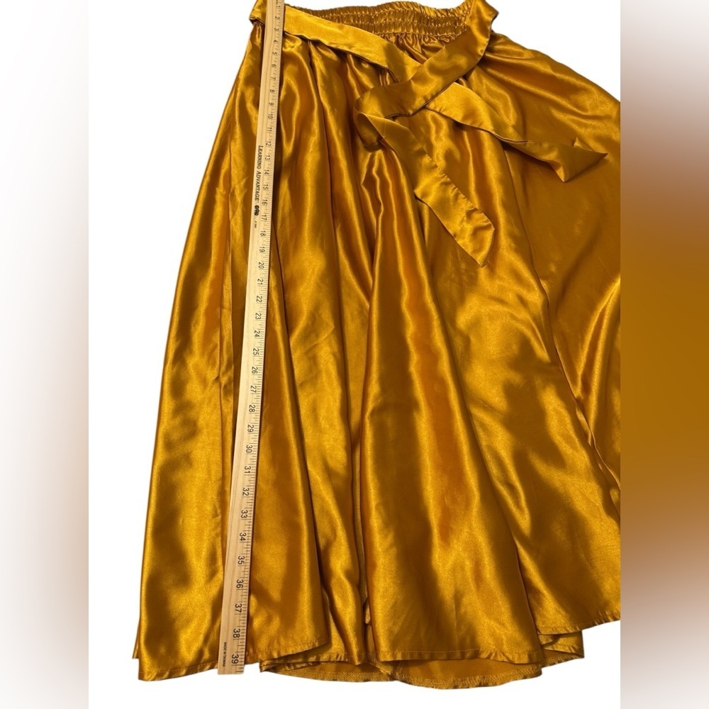 Gold Satin Tux Waist Maxi Skirt - Picture 10 of 11